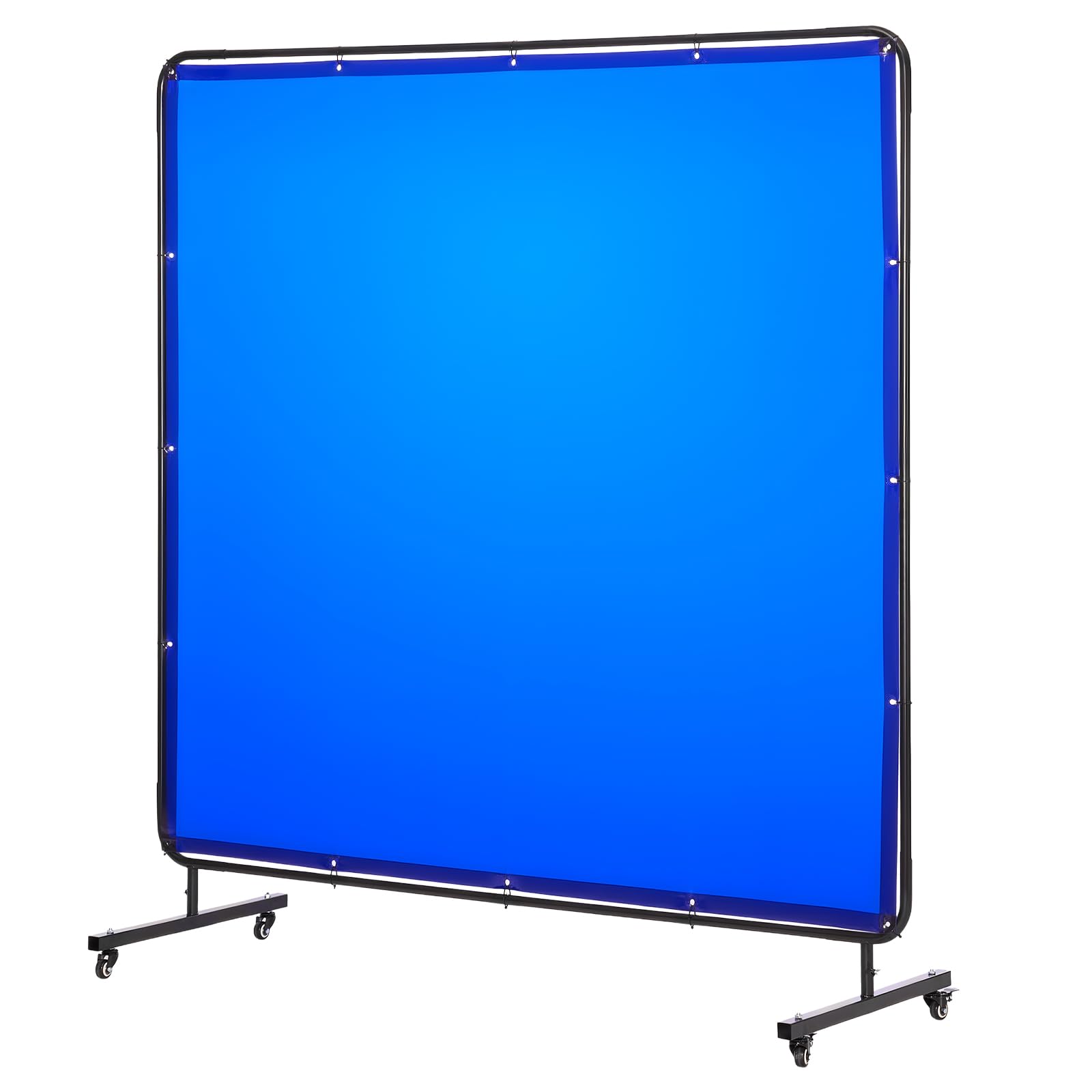 VEVOR Schweißvorhang, 1740x1740 mm Schweißschutzwand, flammhemmende Vinyl-Schweißschutzwand mit feststellbaren Schwenkrädern und 6-stufigem UV-Schutz für Werkstatt-/Industrieeinsatz, Blau