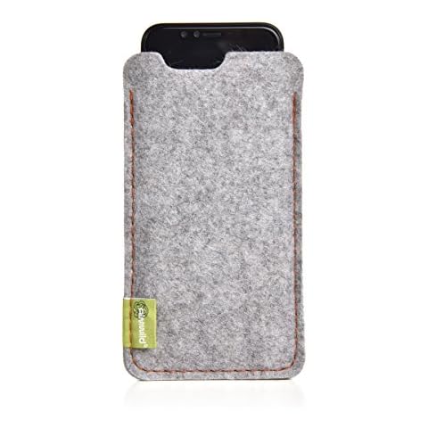 ALMWILD® Case for Apple iPhone 7, 6, 8'Natural Felt Dezenzi Model Slate-Grey, Black Mobile phone case - handmade in Bavaria Cover
