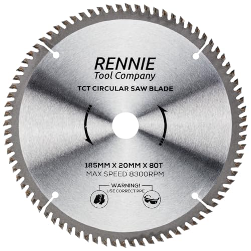 185mm x 20mm Bore x 80T TCT Saw Blade. 185mm Circular Saw Blade For Fine Cuts x 20mm Bore + 16mm Bore Reduction Rings Fits Evolution Bosch Makita Ryobi Dewalt Circular Saws Etc 1 185mm x 20mm Bore x 80T TCT Saw Blade. 185mm Circular Saw Blade For Fine Cuts x 20mm Bore + 16mm Bore Reduction Rings Fits Evolution Bosch Makita Ryobi Dewalt Circular Saws Etc