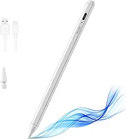Debunk Caneta Pencil Para iPad com Palm Rejection e Sensibilidade à Inclinação - Ponta 1.5mm, Branca, Magnética, Recarregável USB, 1 Ponta Extra (Compatível com iPads 2018-2026)