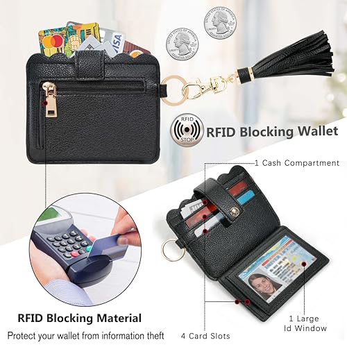 Image of Wristlet Wallet for Women with Keychain - RFID Card Holder Small Wallet Wristlet with Key Ring