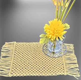 Napperon Vert kaki en macramé fait à la main