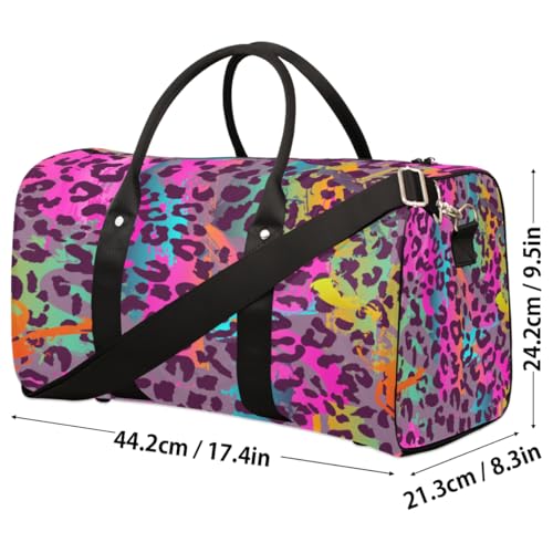 Travel Duffle Bag Women, Colorful Animal Prints Gym Bag Sports Bag, Lightweight Waterproof Foldable Overnight Bag, Carry on Shoulder Tote Bags for Hospital Maternity Mommy Gym4