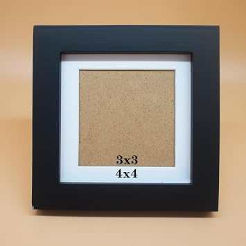 Elegant Black Solid Wood Picture Frame 4x4 Inch - with 3x3 Inch Mat for 4x4 Photos, Premium Eco-Friendly Wood for Home & Office Decor, Perfect for Wall Gallery, Desk, and Gift Giving.Acrylic Front Transparent Board not Glass