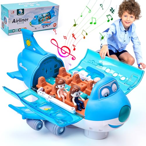 xinrongda Airplane Toy for Toddlers Electric Plane Toy for Boys Girls 360° Rotating Aeroplane Toy Vehicles with Light and Music