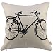 SIXSTARS Decorative Linen Cloth Pillow Cover Cushion Case Bicycle, 18" x 18"