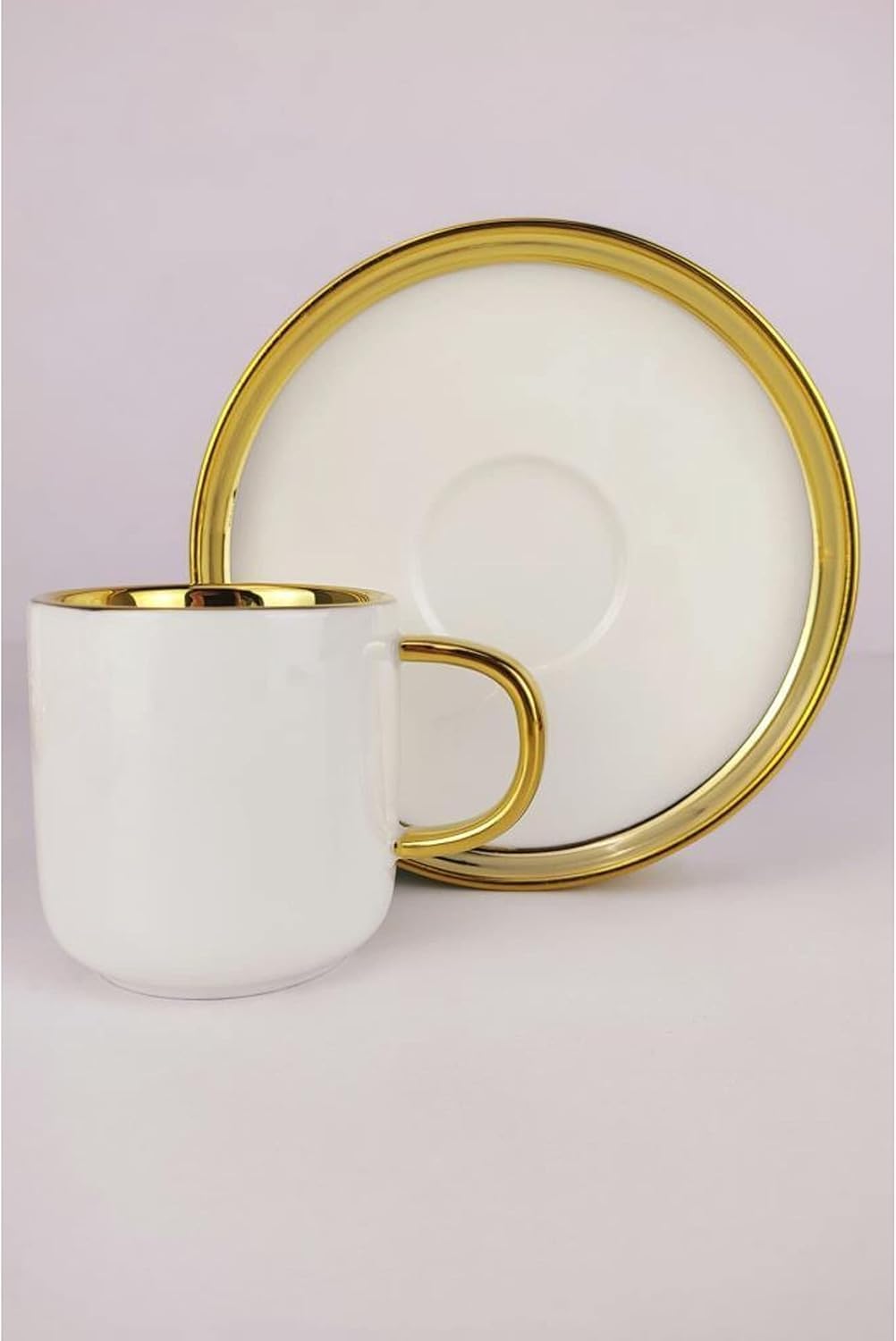 Porcelain Coffee Mug Set, 6-Piece, White and Gold