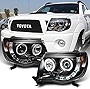 ACANII - For 2005-2011 Toyota Tacoma LED DRL Halo Ring Black Housing Projector Headlights Headlamps, Driver & Passenger