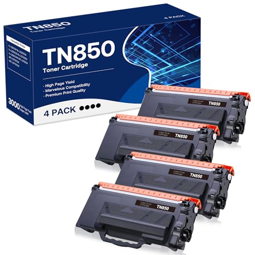 WEAREC Compatible Toner Cartridge Replacement for Brother TN850 TN-850 TN820 TN-820 Work with HL-L6200DW HL-L5200DW MFC-L5850DW MFC-L6800DW DCP-L5600DN Printer (Black,4-Pack)