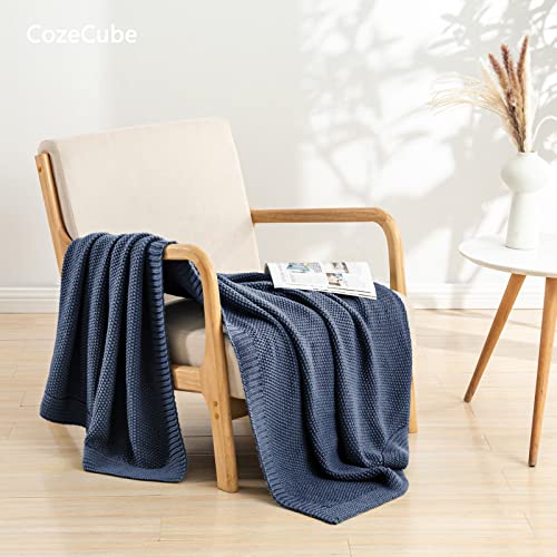 Cozecube Blue Throw Blanket For Couch, Soft Cozy Cable Knit Throw Blanket For Bed Sofa Living Room, Lightweight Warm Decorative Farmhouse Christmas Throw Blanket, 50"X60", Dusty Blue #TOP1
