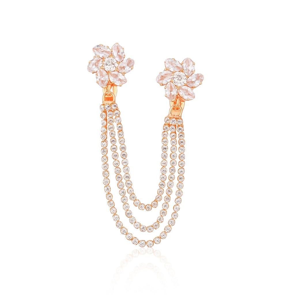 gc premium jewellery Stylish Rose Gold Plated Floral Crystal Men’s Brooch-picture-35