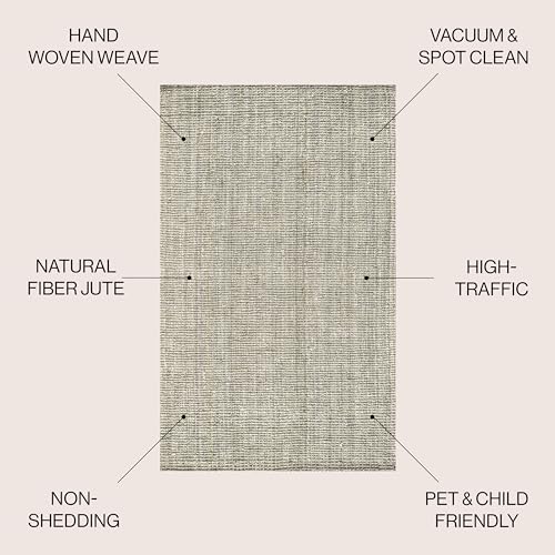 JONATHAN Y Pata Hand Woven Chunky Jute Gray Indoor Area Rug, 8x10, Bohemian, Rustic, Cottage, Easy-Cleaning for Living Room, Bedroom, Kitchen, Non-Shedding (NRF102C-8)