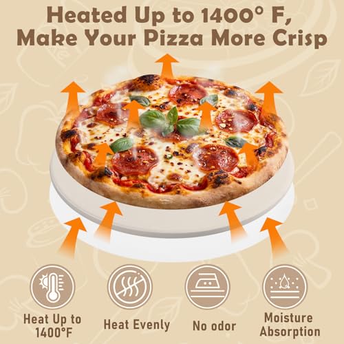Hushee 9 Inch Round Small Pizza Stone with Scraper and 100 Pcs Parchment Paper Cordierite Cooking Baking Stone Thermal Shock Resistant up to 1400°f Bread Baking Stones for Oven Grill for BBQ RV Camp by Hushee - Image 4