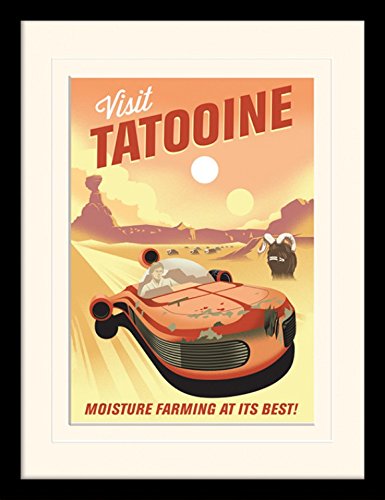 1art1 Star Wars Poster 40th Anniversary Tatooine Affiche Encadrée Avec Passe-Partout Élégant | Images Murales | Dans Un Cadre Photo 40x30 cm