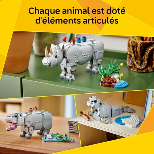 Animaux sauvages: le rhinocéros majestueux et les oiseaux - vue 4