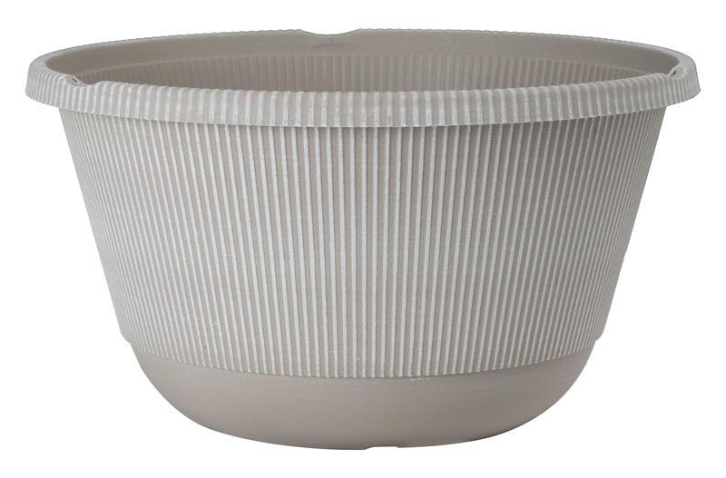 Muddy Hands Set of 2 Garden Planter Bowls – Plastic Herb Planters for Outdoor Plants, Flowers & Herbs – Ribbed Patio & Balcony Planter Bowls – Decorative Outdoor Garden Planters (Powdered Grey)