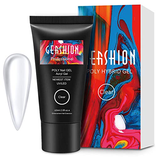 Gershion Clear Poly Nail Gel 60ML 2.02oz High Capacity Nail Extension Gel Builder Gel Trendy Nail Salon Nail Art Design DIY at Home Beginner Friendly