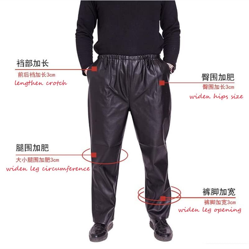 Heren lederen broek Losse oversized elastische taille waterdichte kunstleerbroek for mannen (Color : Black, Size : Medium) - Afbeelding 5