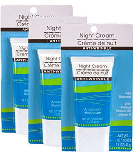 Night Cream Anti-Aging-1.4oz Tube, Anti-Wrinkle Retinol Night Cream, Moisturizing with Vitamin E & Vitamin B5 (Pack of 3)