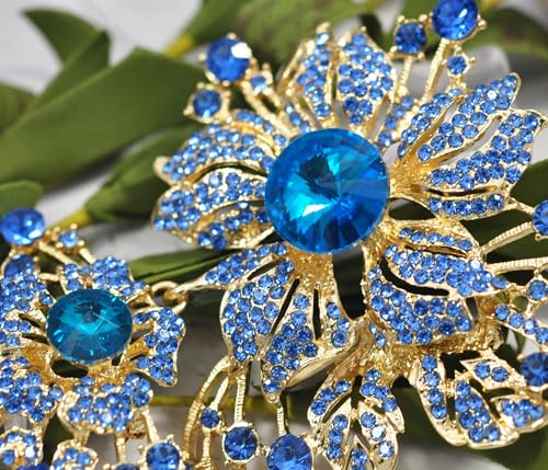 Image of Gyn&Joy 7.59 Inch Crystal Large Wedding Bouquet Brooch Pin