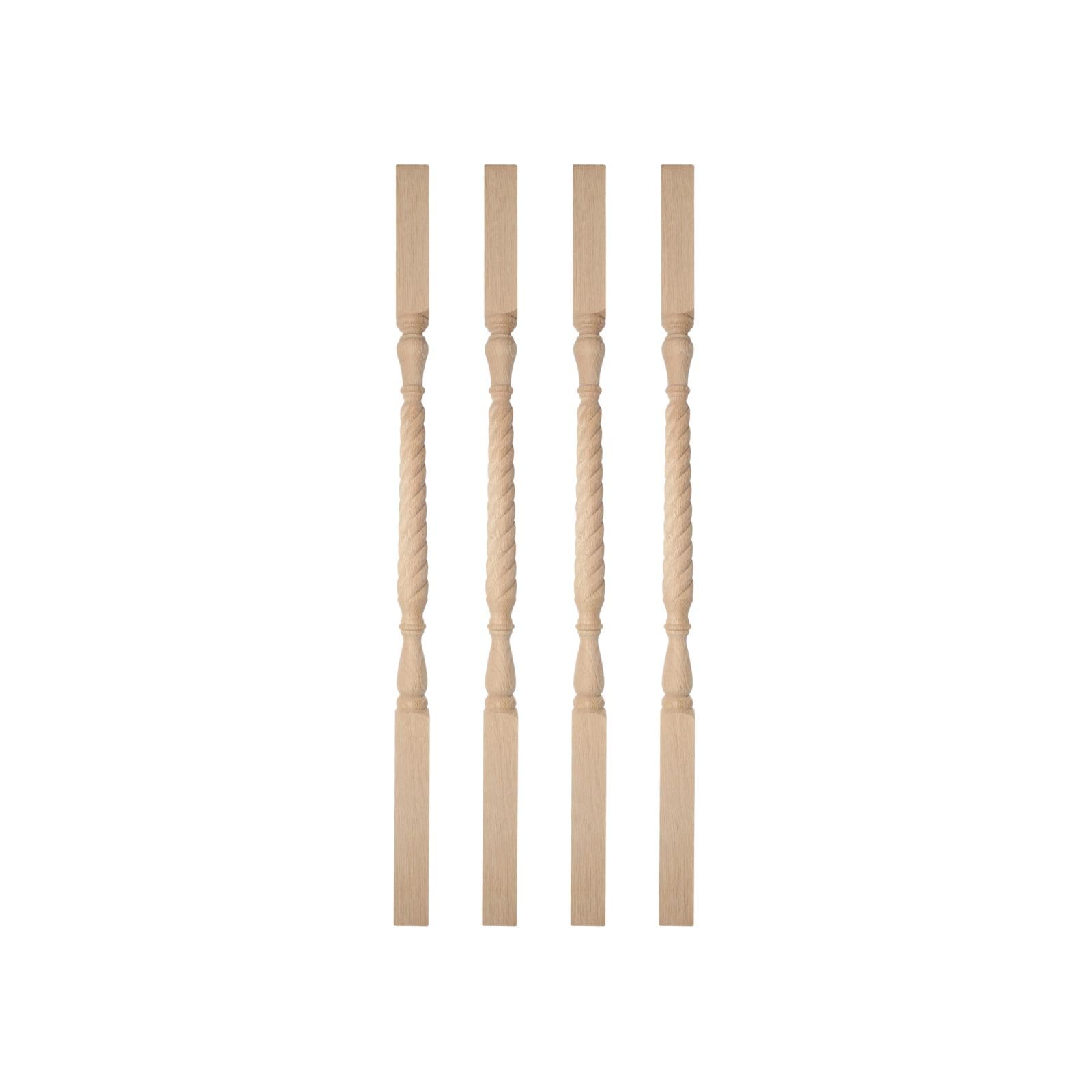 Jackson Woodturners Oak Barley Twist Stair Spindle – Classic Traditional Old-Fashioned Staircase Design, Solid 900Mm X 41Mm - Pack Of 4