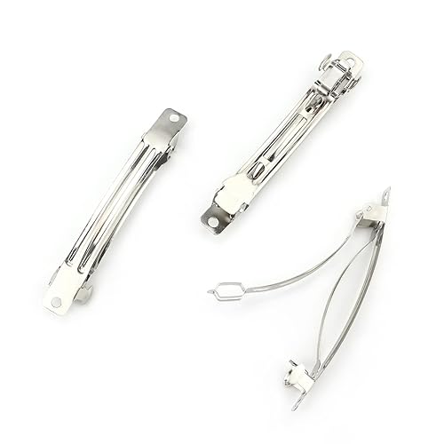 50 pinzas de pelo de hierro en blanco de 3.150 in para bricolaje, pinzas para el cabello, lazos artesanales, tono plateado