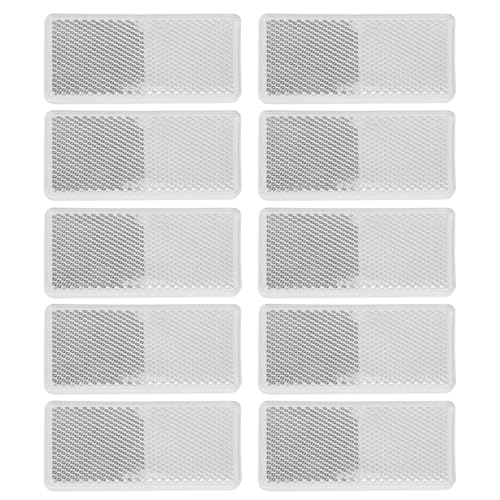Image of 10 Pack White Self Adhesive All Plastic 3.7'' Rectangle Reflectors for Mailbox, Motobikes, Trailers, Trucks, Boats, Suv's, RV's