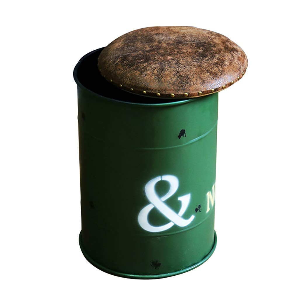 AYCDL Barstool Metal Bar Stool,Storage Ottoman Rustic Storage Bins Metal Stool Round Ottoman Seat,A1