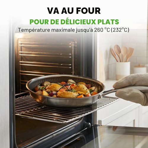 Poêle antiadhésif renforcé NutriChef 25 cm à surface nid d'abeille - 6