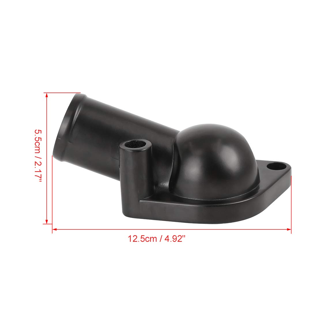 A-Team Performance Straight-Up Water Neck Thermostat Housing - Black Aluminum For SBC/BBC Chevy Engines