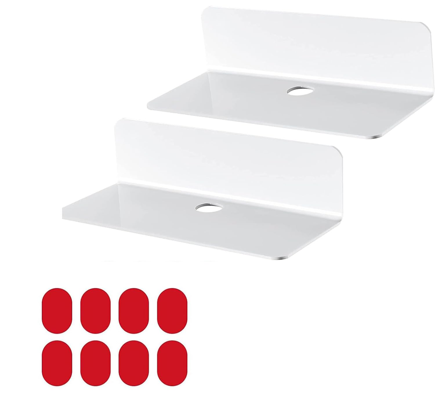 STOUCLA Estantería de pared blanca, 23 cm, sin agujeros, acrílico, sin agujeros, para dormitorio, salón, baño, cocina, oficina (2 unidades)