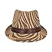 TrendsBlue Dark Brown Zebra Print Ribbon Band Fedora Straw Hat