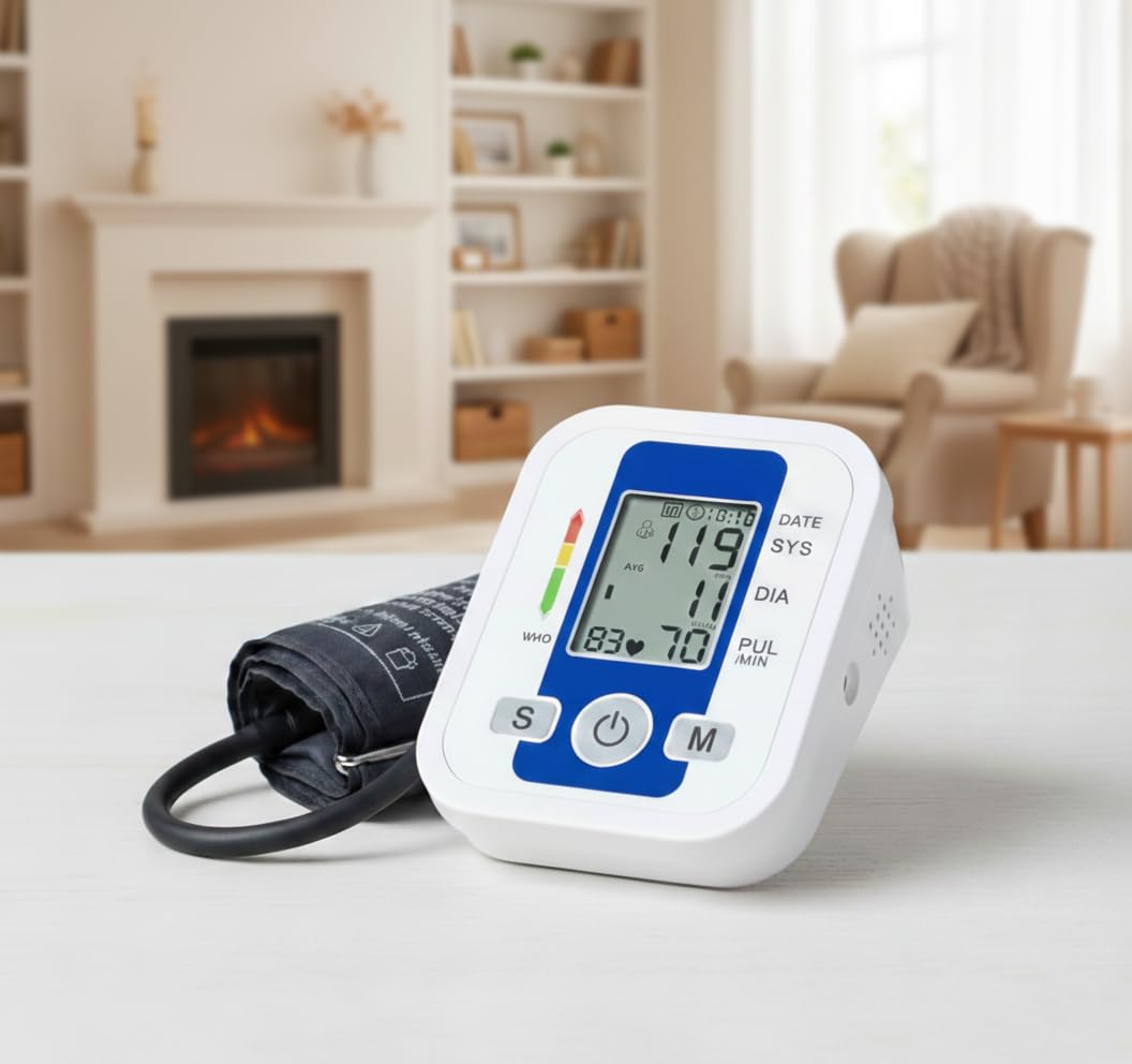 AccuTrust Automatic Upper Arm Blood Pressure Machine for Home, Digital BP Monitor with Adjustable Cuff and Dual Power Support BP Machine with USB Power, Memory Function & WHO Scale 2