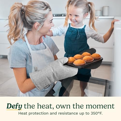 Image of Cuisinart Chambray Kitchen Oven Mitts, Heat-Resistant, 2-Pack, 7 inchx13 inch