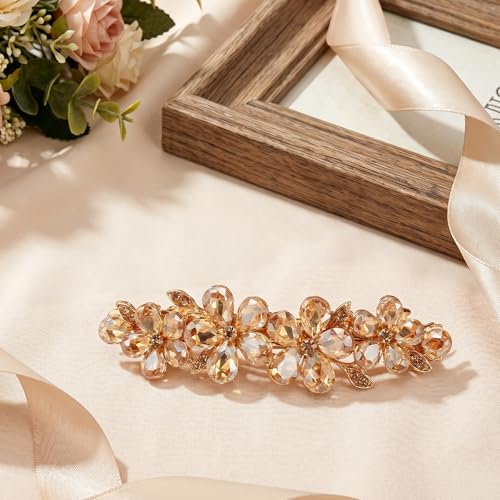 Pinza para cabello con cristales dorados decorativos miniatura 3