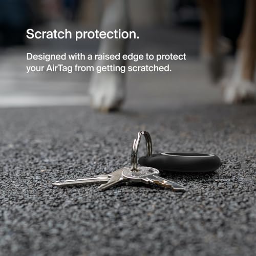 Image of Belkin Apple AirTag Reflective Secure Holder With Key Ring - AirTag Holder - AirTag Keychain Accessories - Reflective & Scratch Resistant AirTag Case With Raised Edges - Black