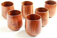 Vista 1 de Moyishi Taza de vino de madera maciza natural de alta calidad de la taza de té de madera 8.5 fl oz (6 PCS)