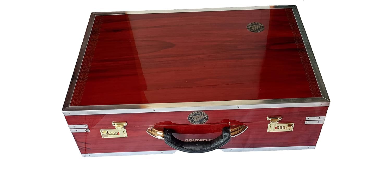 Goutam Gain 3/4 Octave Box Harmonium with 9 Scale Changer & Coupler | 3 Sets Premier Star Reeds | Professional Harmonium f...