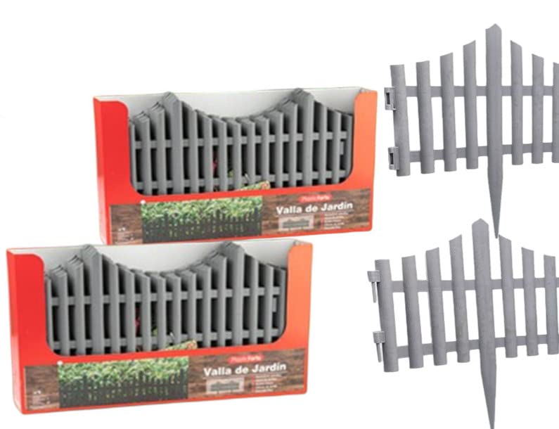 AC - Vallas de Jardíns a Elegir – Tamaños y Colores – Fabricadas en Plástico PVC - Decoración Exterior - Flexible - Protección - Borde para césped, Plantas o Flores. (Gris Claro Nº5 24UDS)