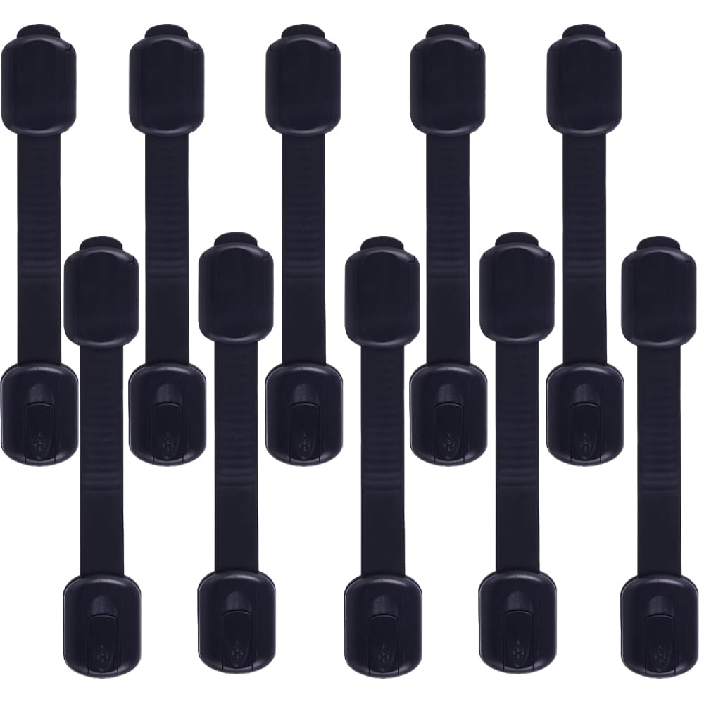 Sangles de sécurité enfant pour placard, porte - Sécurité bébé (noir) Lot de 10