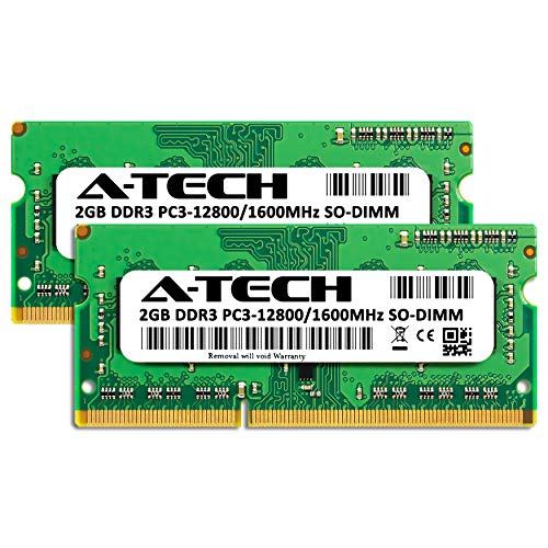 Image of A-Tech 4GB (2x2GB) DDR3 1600MHz PC3-12800 CL11 SODIMM 204-Pin Non-ECC SO-DIMM Laptop, Notebook RAM Memory Modules