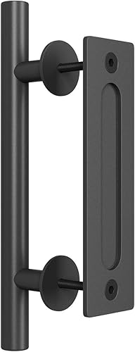 Miniatura 8 de SMARTSTANDARD Juego de manijas de puerta de granero resistentes de 12 pulgadas, diseño rústico grande de dos lados, para puertas, garajes,