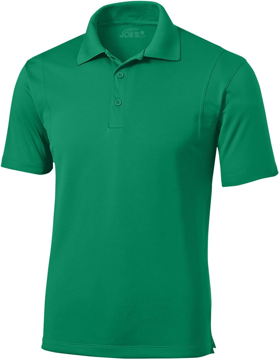 Joe's USA Mens Moisture Wicking Micropique Golf Polos in Regular, Big & Tall