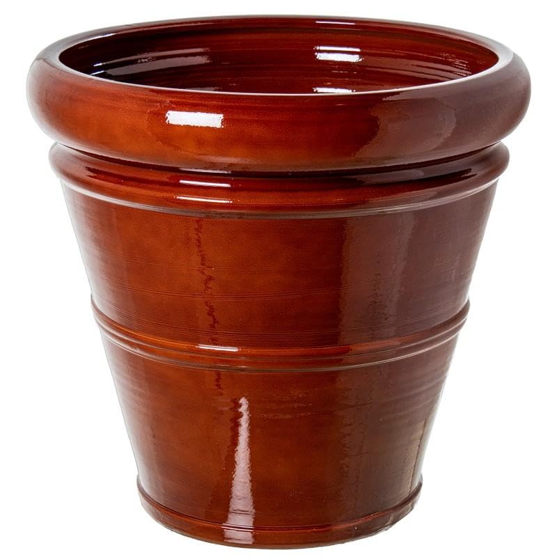 Pot rond en céramique marron brillant DRW stable pour empêcher le basculement