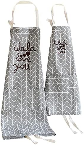 Aprons Mother Daughter Gifts with Pockets Love You Sayings Cotton Blend Kitchen Grey Mommy and Me Matching for Adult and Kid Cooking Baking Painting Gardening
