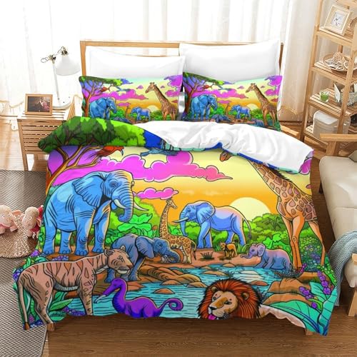 Parure de lit jungle 260x220 avec housse de couette microfibre 3D - 2