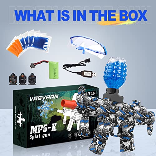 Vasvarn Gel Ball Blaster, Splat Gun Automatic Mp5 Toy Gun With 40,000 Gel Ball, Splatter Ball Blaster For Orbeez Gun Shooting Games Age 12+（Blue） #TOP5