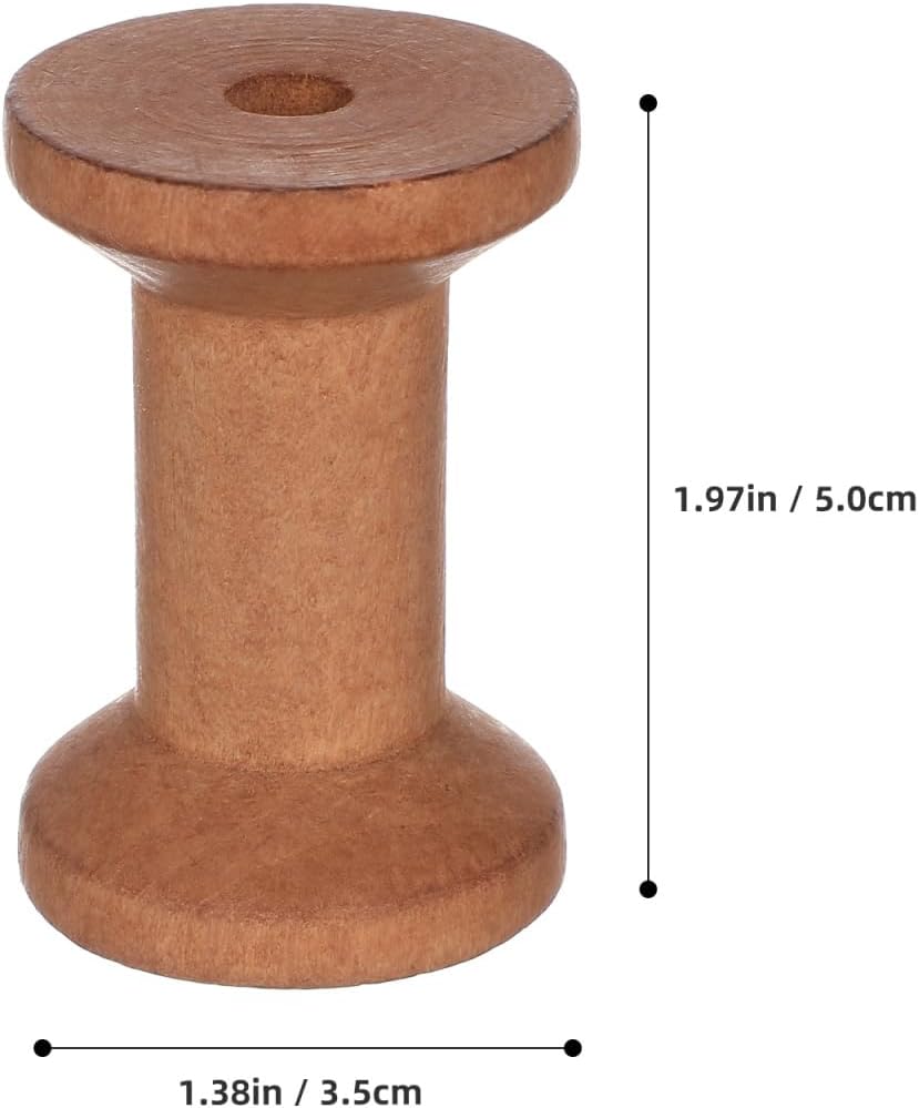 VILLCASE 20pcs Wooden Spools, 2 Inch Natural Wooden Spools for Crafts, Unfinished Wood Empty Bobbins for Sewing Embroidery Machines, Thread Cord Ribbon Organizer for Wire Weaving Arts Crafts DIY