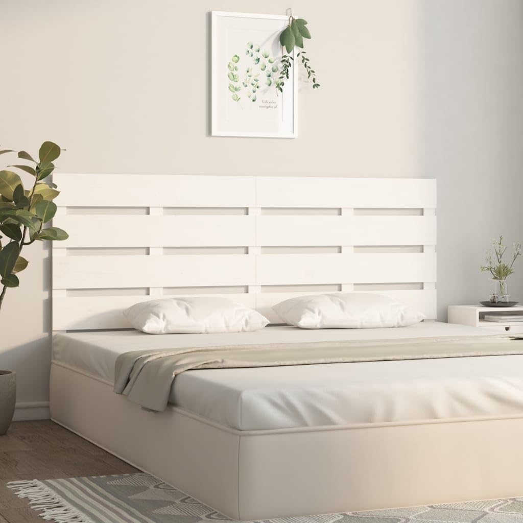 vidaXL Cabecero Cama Cabezal Dormitorio Estructura Habitación Mobiliario Muebles Decoración Adorno Madera Maciza de Pino Blanco 120x3x80 cm