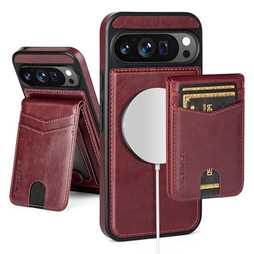 SkyEagle for MagSafe Google Pixel 10 Wallet Case,Wine Red